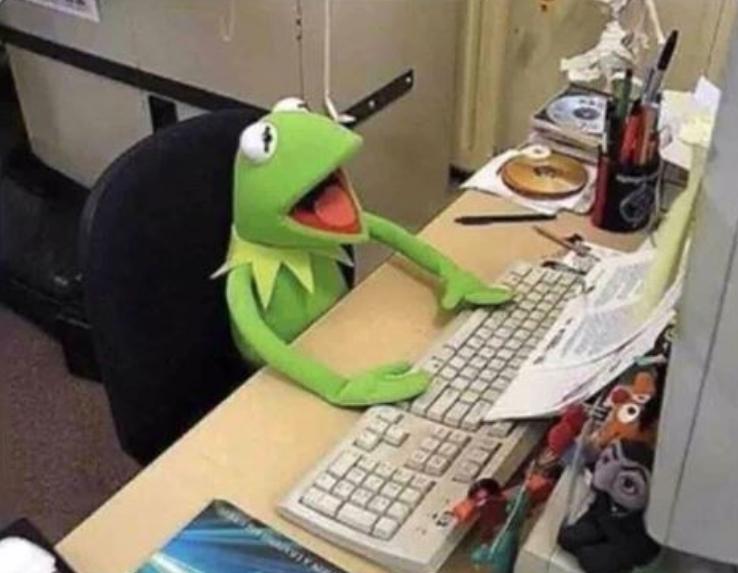 Desk Kermit meme
