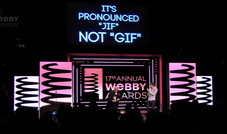 Steve Wilhite receiving his Webby Lifetime Achievement Award for the invention of the GIF