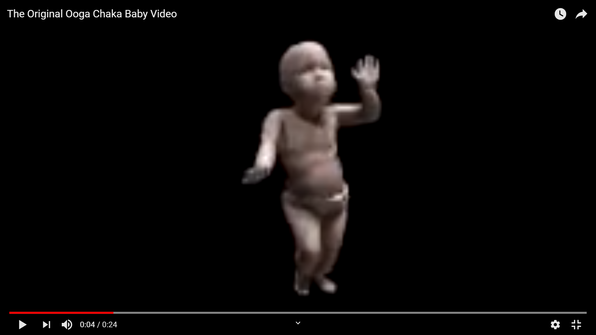 Screenshot of the Ooga Chaka Baby YouTube video